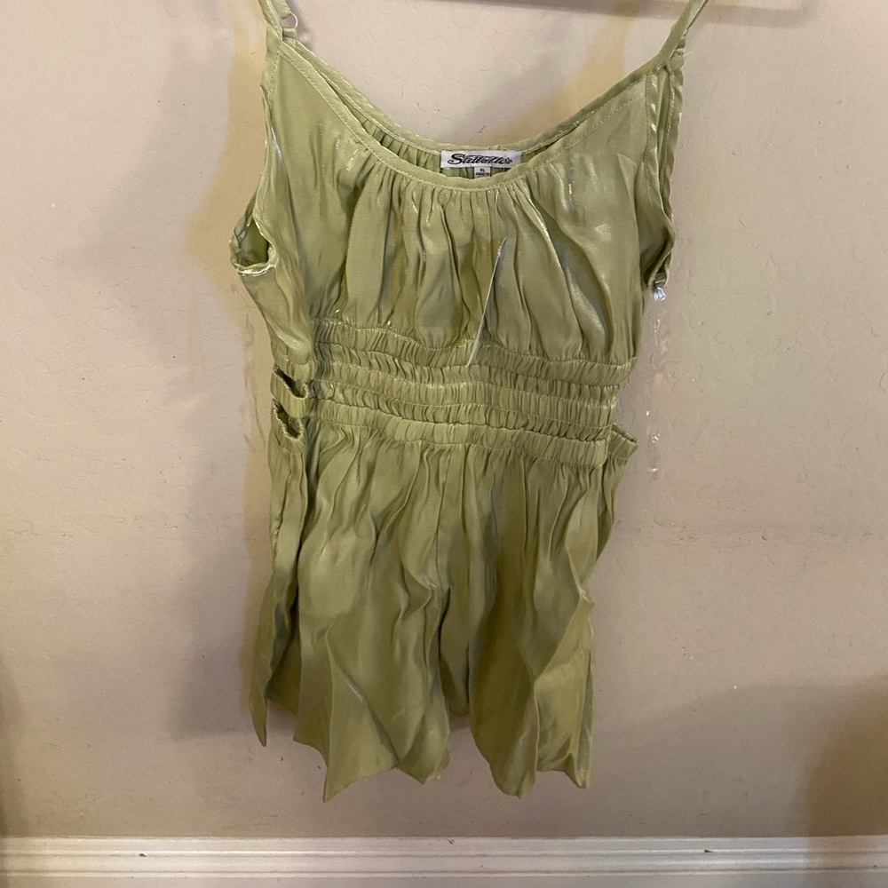Stillettos spaghetti strap scoop neck cutout waist romper